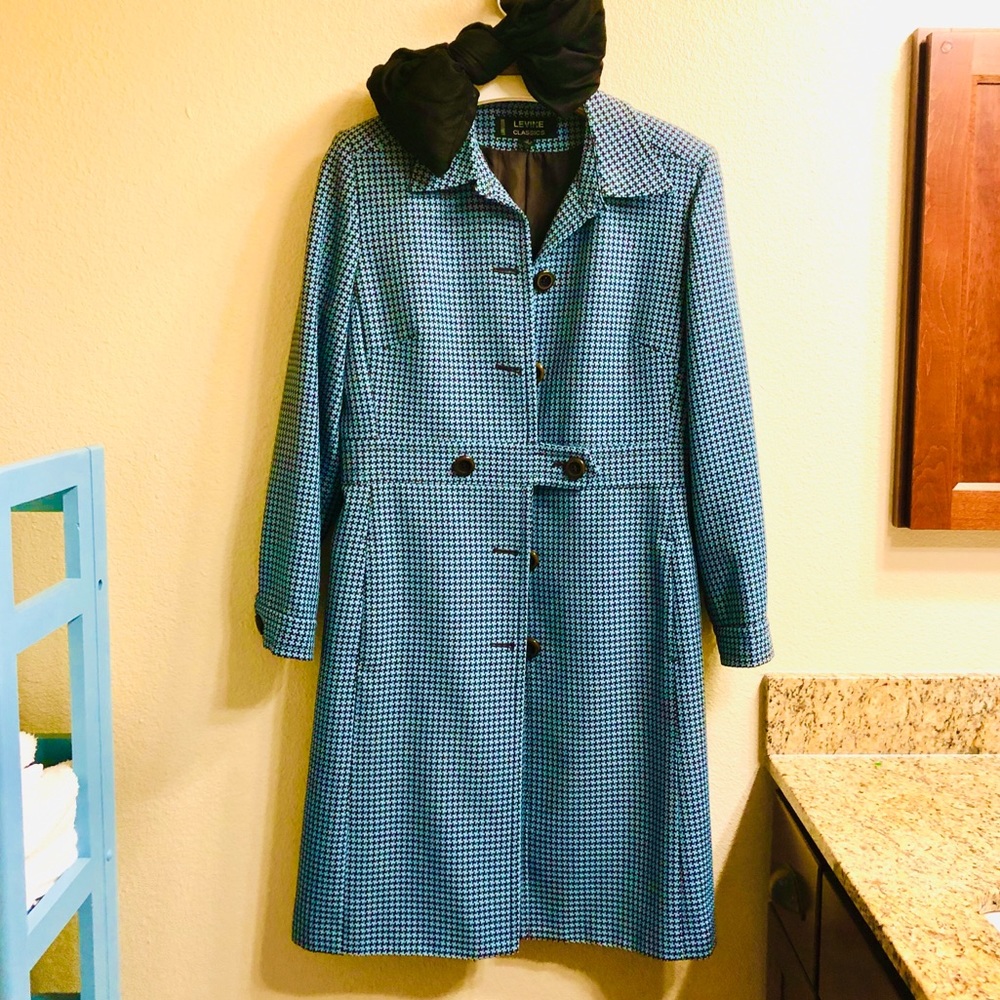 Coat , houndstooth blue & black